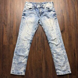 Affliction Blue Jeans Mens 32 GAGE Distressed Acid Wash Blue Y2k Style Denim